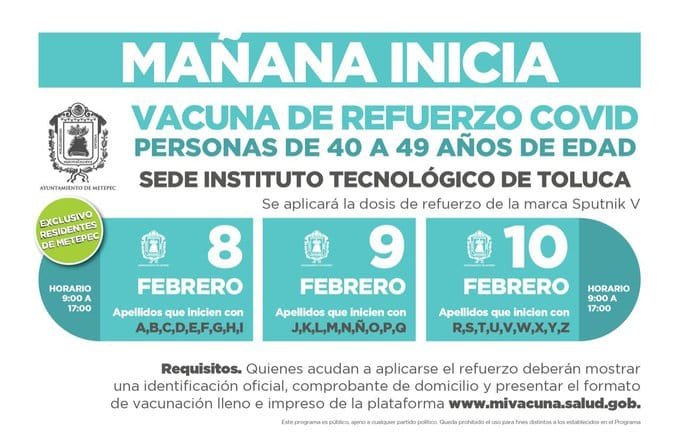 Cambios en la vacunación a mayores de 40 en Metepec; ya no será AstraZeneca