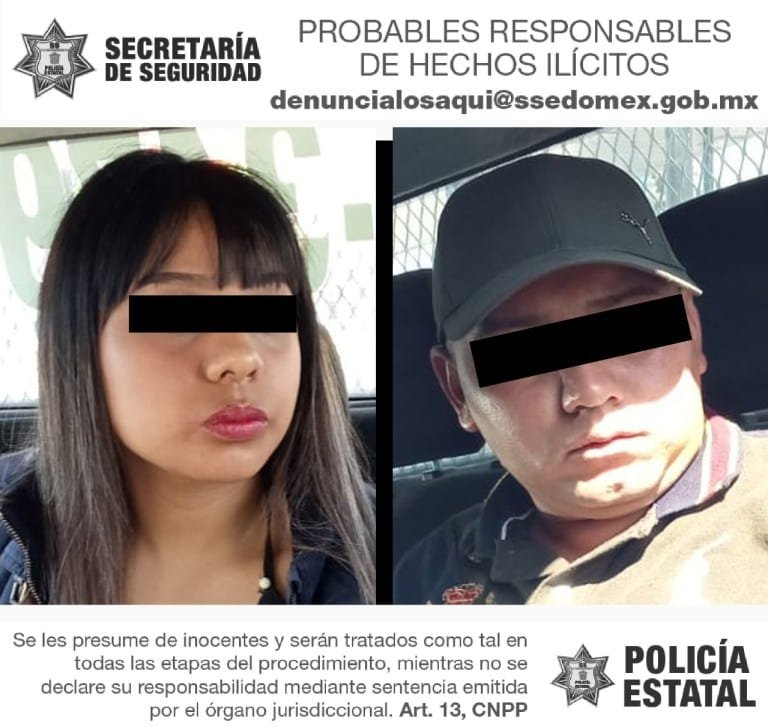 Cae pareja a bordo de auto usado para asaltar cuentahabientes en Toluca y Lerma