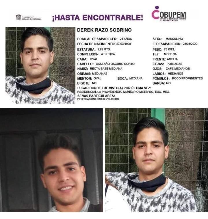Buscan a Derek, joven visto por última vez en residencial Providencia de Metepec