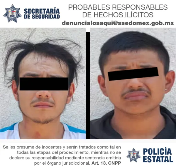 Capturan en Calimaya a sujetos con moto robada y enervantes