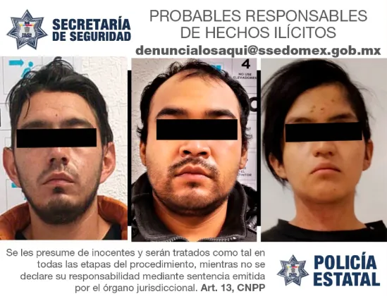 Caen tres por robo a vivienda en Almoloya de Juárez