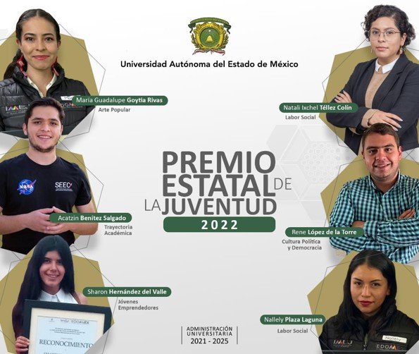 Estudiantes y egresados de #UAEMéx reconocidos con Premio Estatal de la Juventud 2022