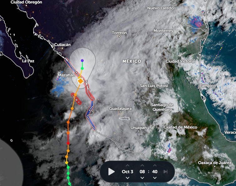 Huracán #Orlene entra en Sinaloa como categoría 2; potencialmente catastrófico. Videos