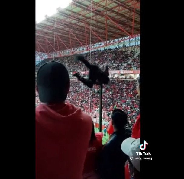 Captan momento en que aficionado del Toluca cae de la tribuna; está hospitalizado. Video