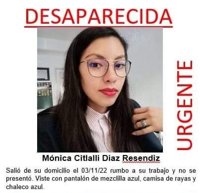 Mónica Citlalli, cumple una semana desaparecida; familia recibió extraño mensaje