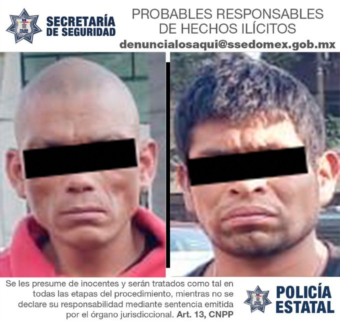 Caen dos presuntos extorsionadores en Almoloya de Juárez