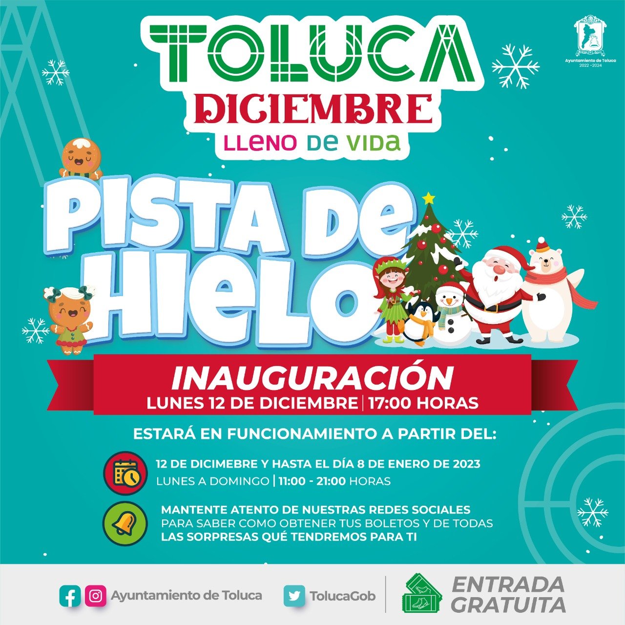 Confirman fecha de inauguración de Pista de Hielo en el centro de #Toluca