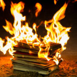 Stack of books burning