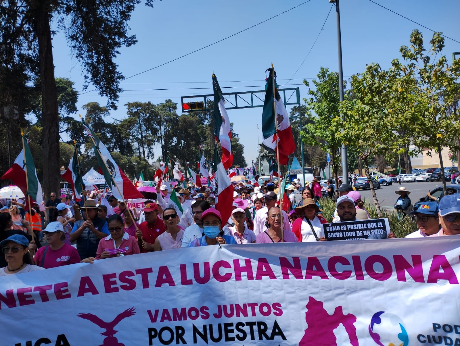 Alrededor de dos mil personas marchan en Toluca en favor de la libertad y la democracia