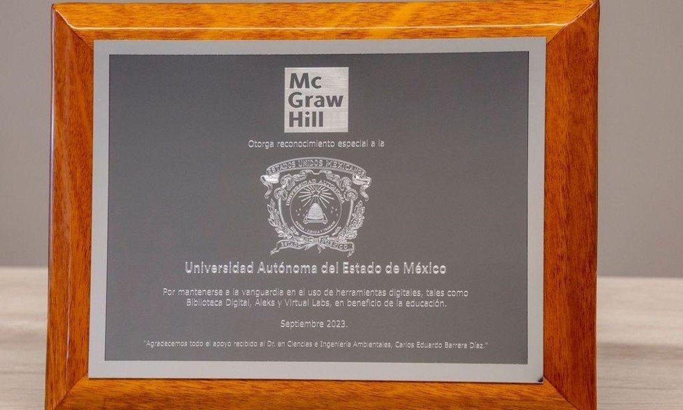 Por el uso de recursos digitales, McGraw-Hill otorga reconocimiento a la #UAEMéx