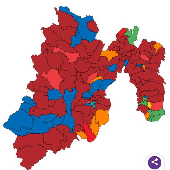 Mapa electoral preliminar de la elección 2024 en Edomex