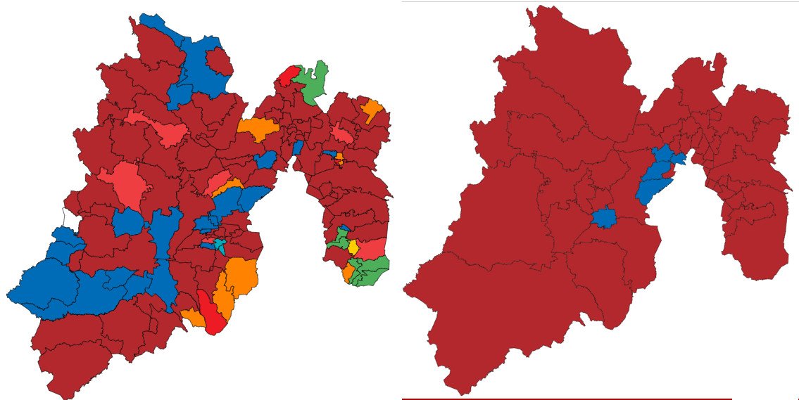 Así quedaría el mapa electoral del Edomex; el ‘tsunami guinda’ inundaría la entidad
