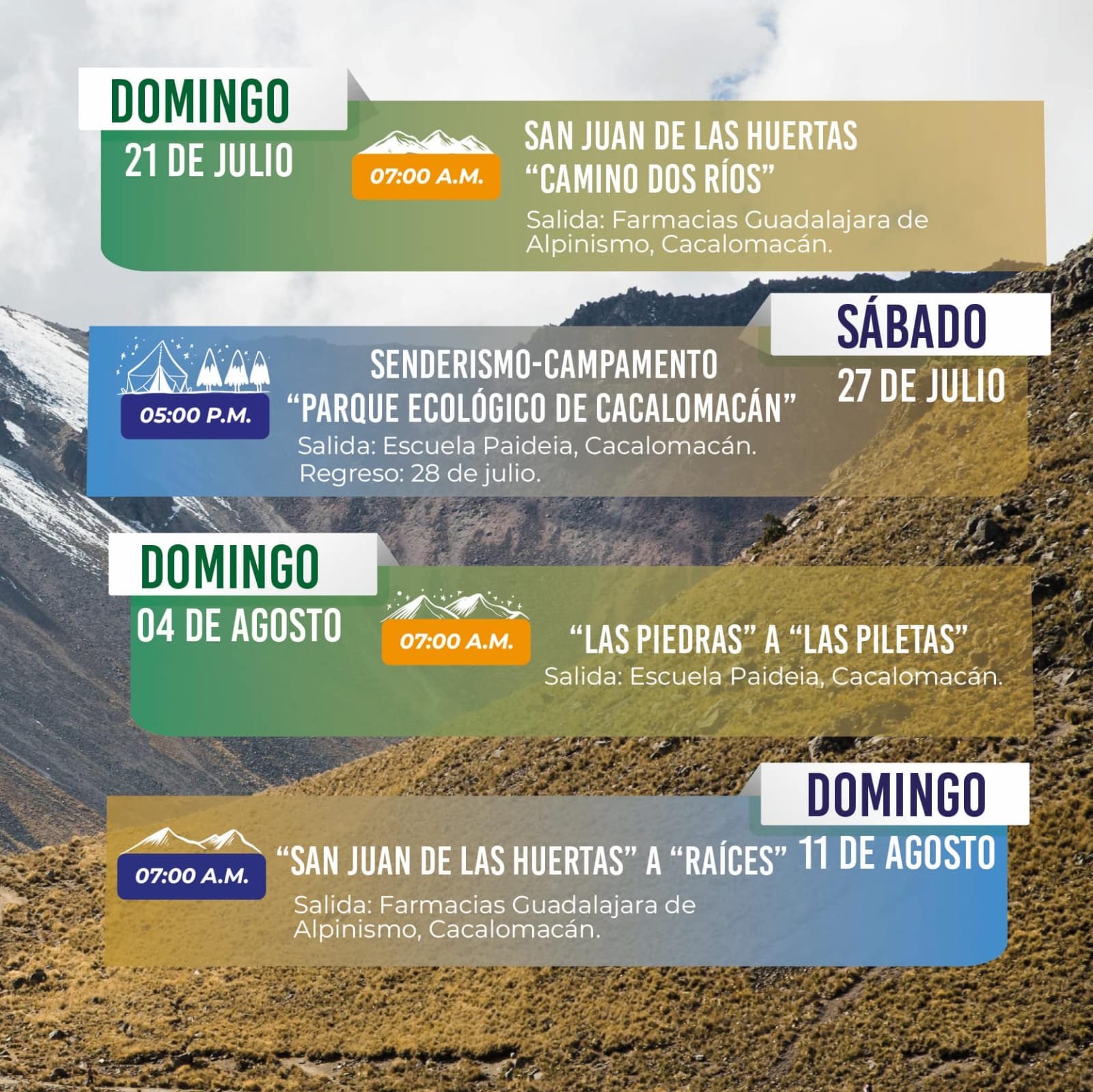 Nuevas fechas para realizar senderismo de aventura en #Toluca