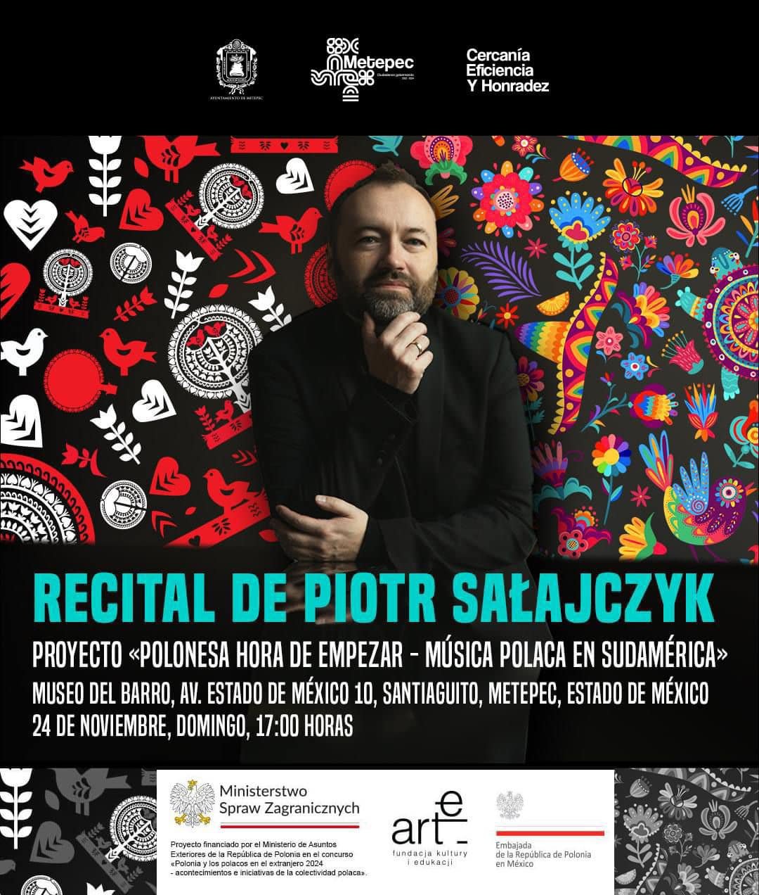 Gira del pianista polaco Piotr Salajczyk llega a #Metepec con recital libre en Museo del Barro