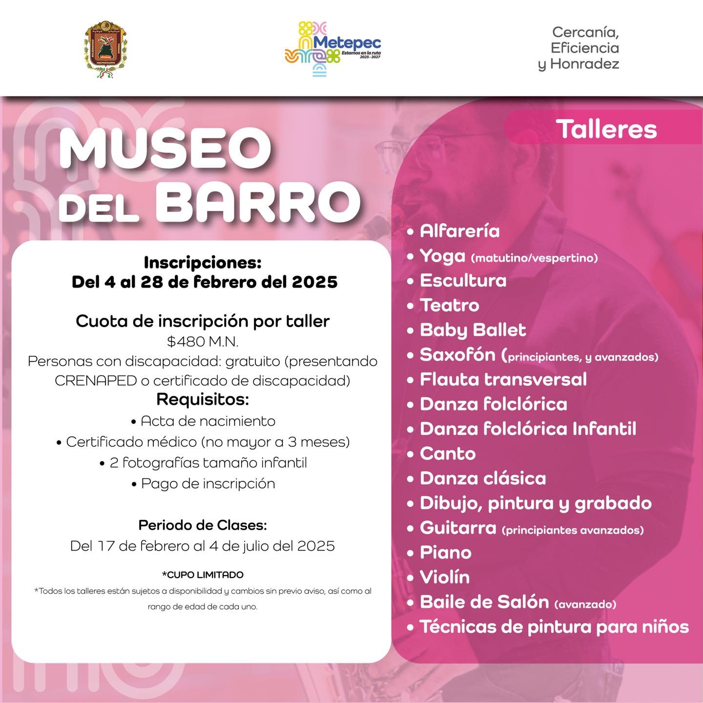 Inscripciones abiertas para talleres en las Casas de Cultura de #Metepec