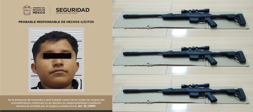 Traía arma larga de diábolos, se la decomisan y lo arrestan