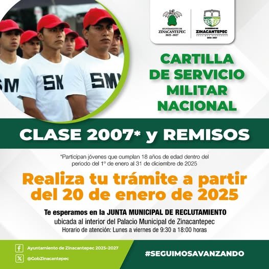 Así se puede tramitar la Cartilla Militar en Zinacantepec; clase 2007