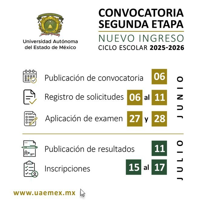 OJO: Ya se tiene fecha para la segunda etapa del proceso de ingreso a la UAEMéx