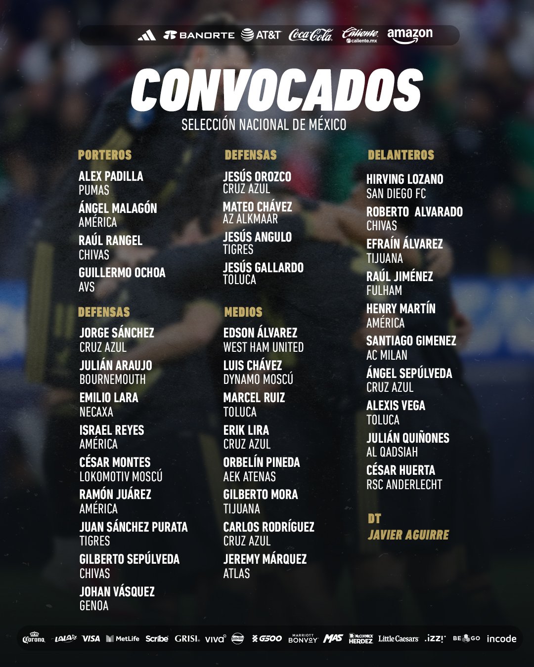 Con 3 del #Toluca, la convocatoria de Javier Aguirre para Copa Oro y partidos de verano