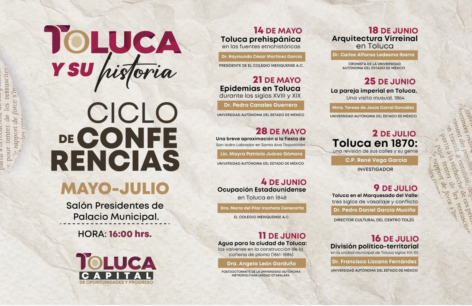 Ciclo de conferencias ‘Toluca y su historia’