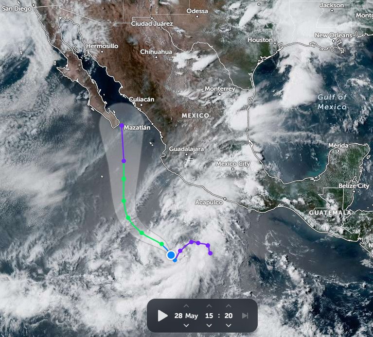 Confirman formación de la primer depresión tropical del 2025; va rumbo a Baja California Sur