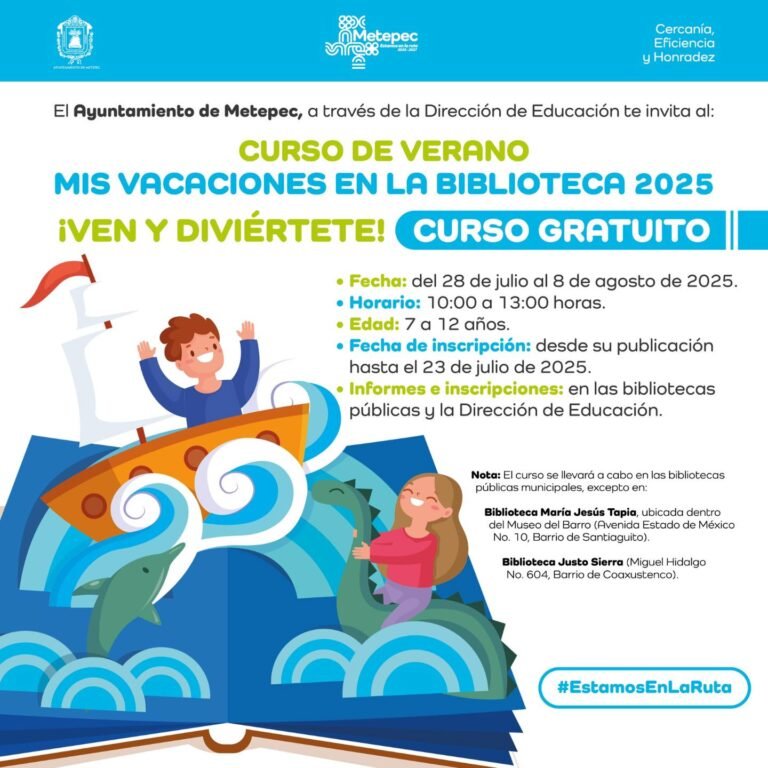 Curso de verano gratuito en bibliotecas de #Metepec