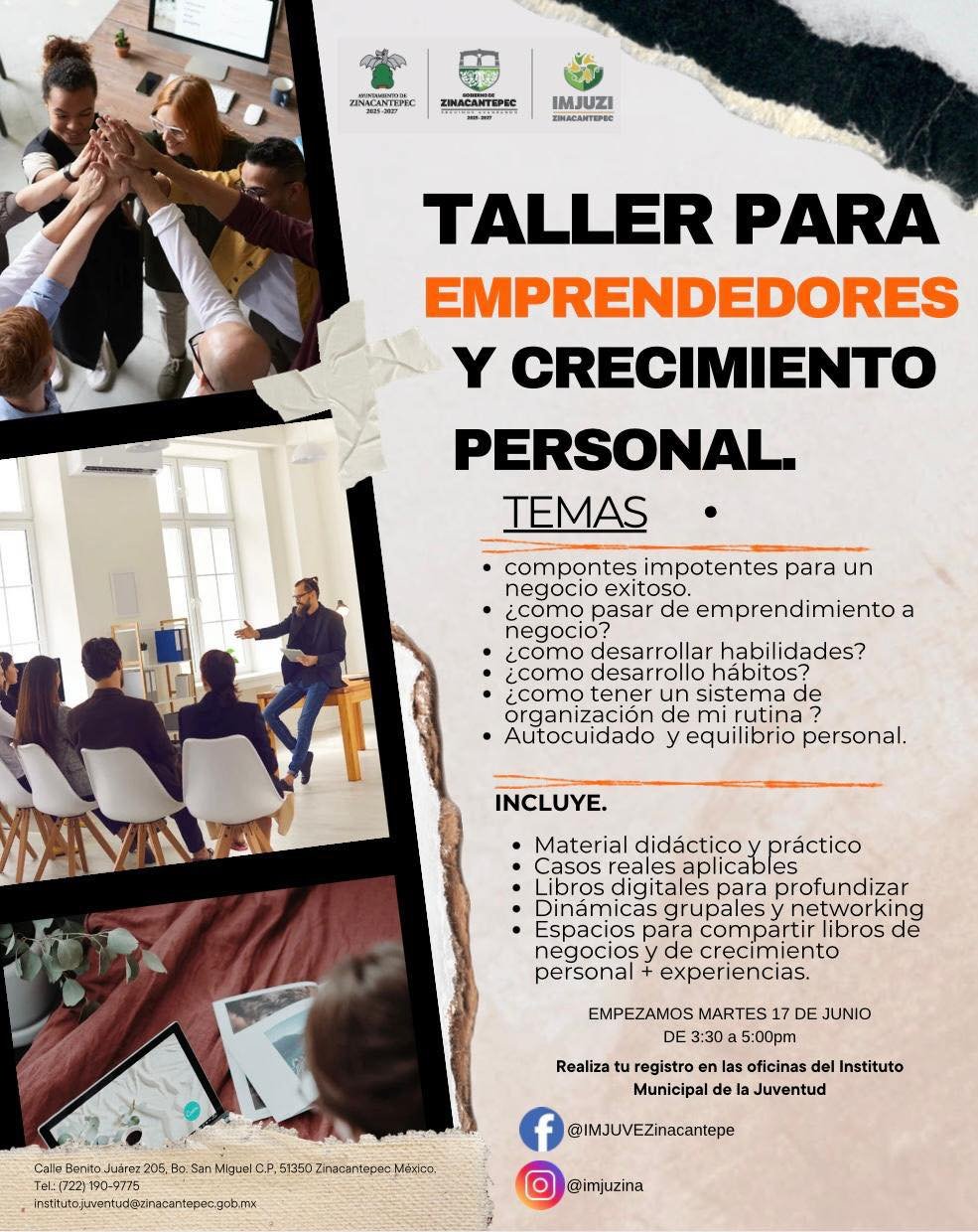 Taller gratuito para emprendedores en Zinacantepec