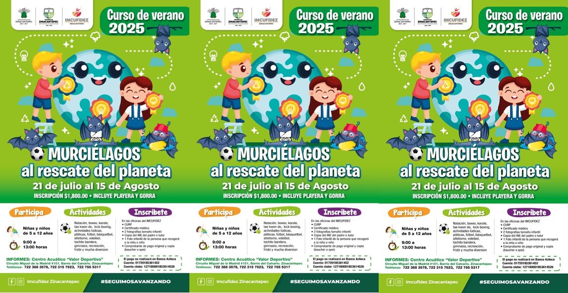 ¡Vive un verano de aventuras y aprendizaje en Zinacantepec! IMCUFIDEZ lanza su curso de verano 2025 «Murciélagos al rescate del planeta»