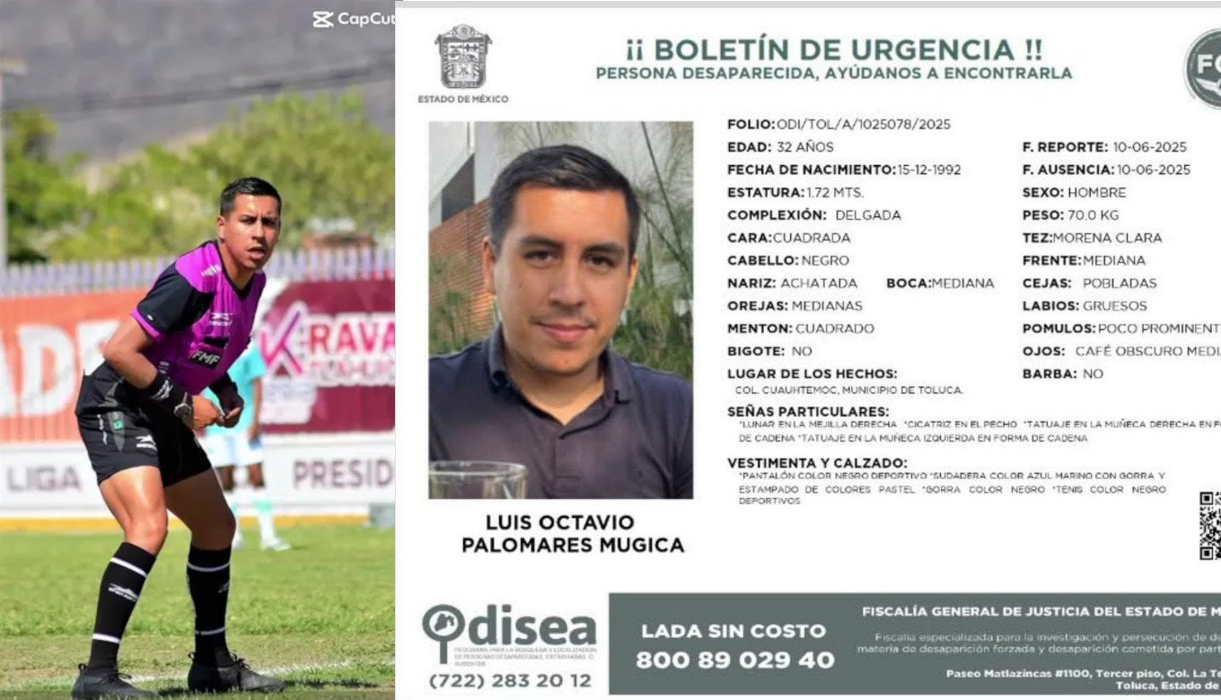 Desaparece en Toluca el árbitro Luis Octavio Palomares Mugica