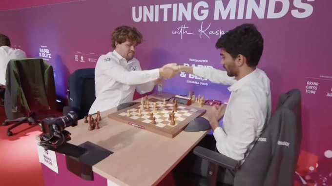 Gukesh D vuelve a ganarle a Magnus Carlsen y se corona contundente en el Grand Chess Tour de Croacia