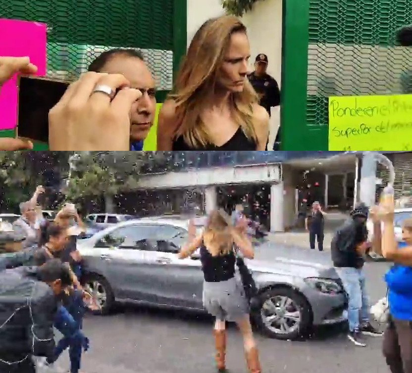 Tremenda empapada le dieron a #LadyRacista al salir de los juzgados en la CdMx. Video