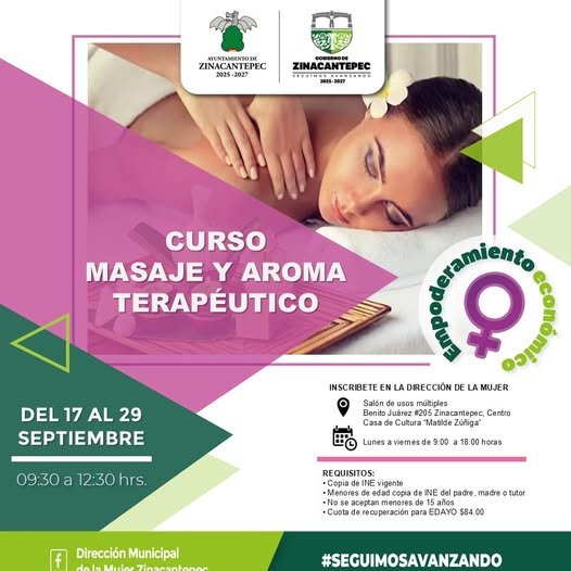 Zinacantepec convoca a mujeres a curso de masaje y aromaterapia