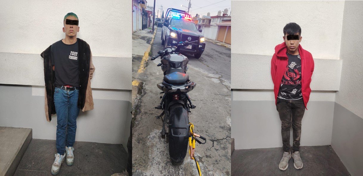 ¡Justicia exprés! Policía de Metepec despliega operativo relámpago y captura a dúo violento de motocicletas robadas