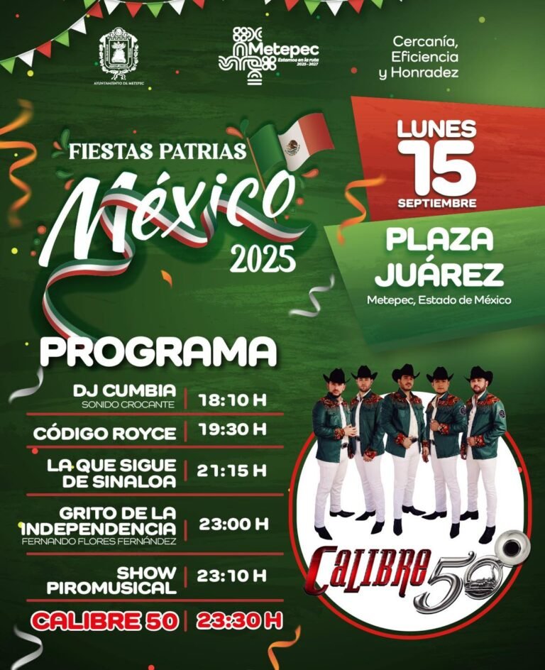 #Metepec invita a celebrar el 15 de septiembre con música y actividades