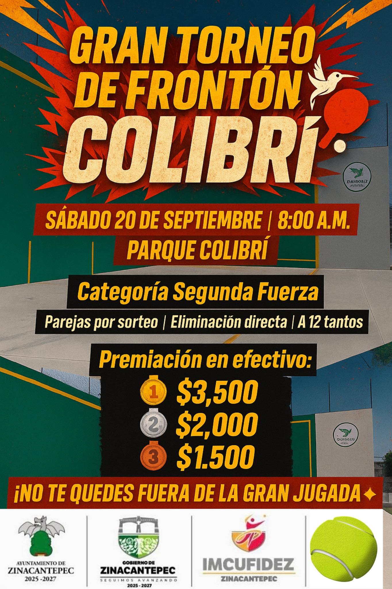 Zinacantepec se prepara para el Gran Torneo de Frontón en el Parque Colibrí