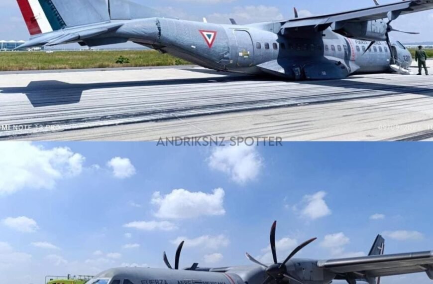 Así fue el aterrizaje forzoso de avión militar en el AIFA. Video