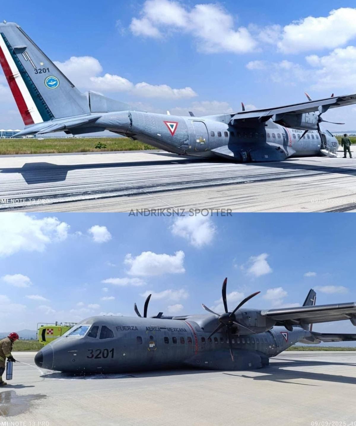 Así fue el aterrizaje forzoso de avión militar en el AIFA. Video