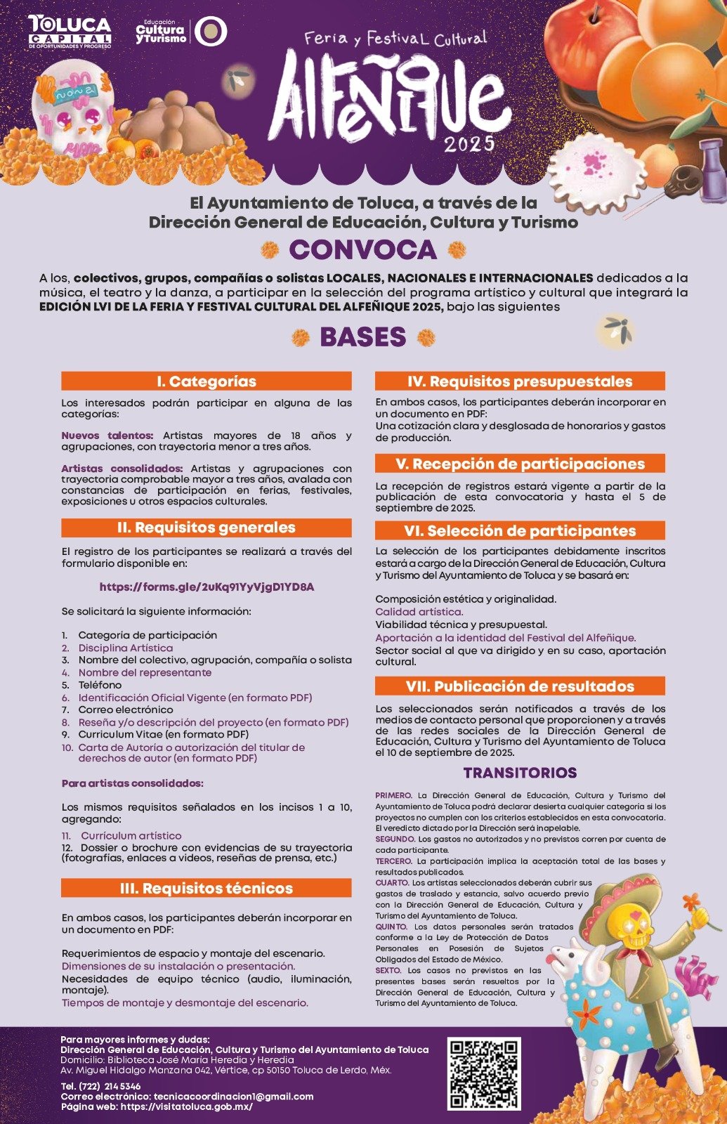 #Toluca convoca a artistas a participar en la Feria y Festival Cultural Alfeñique 2025