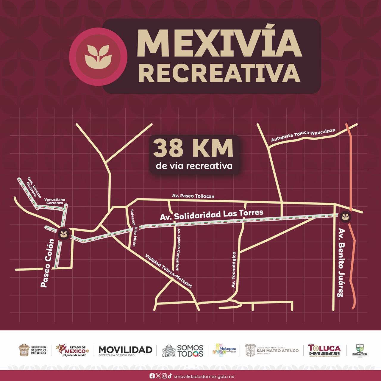 Cierres viales por Mexivía Recreativa este domingo en avenida Las Torres