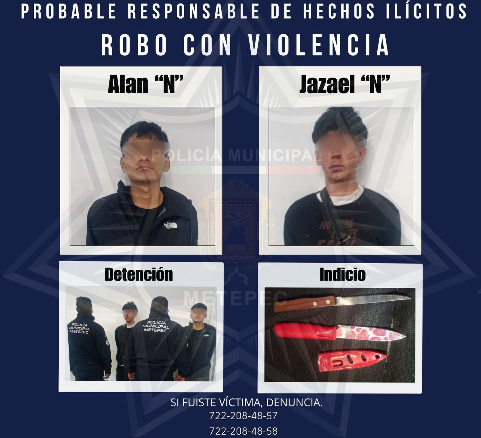 Detienen a dos presuntos responsables de asalto en #Metepec