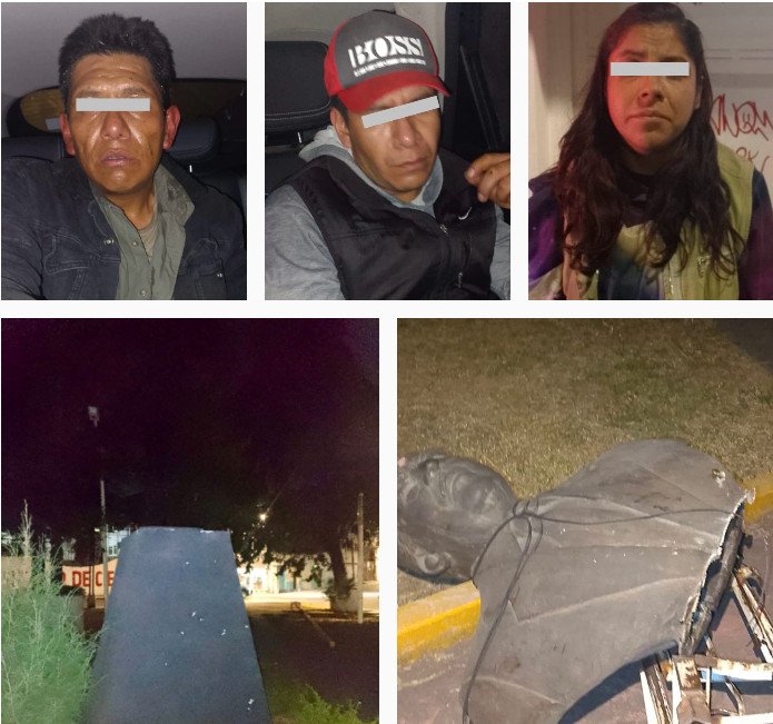 Atrapan a tres que intentaron robarse el busto de Salvador Sánchez Colín en #Toluca