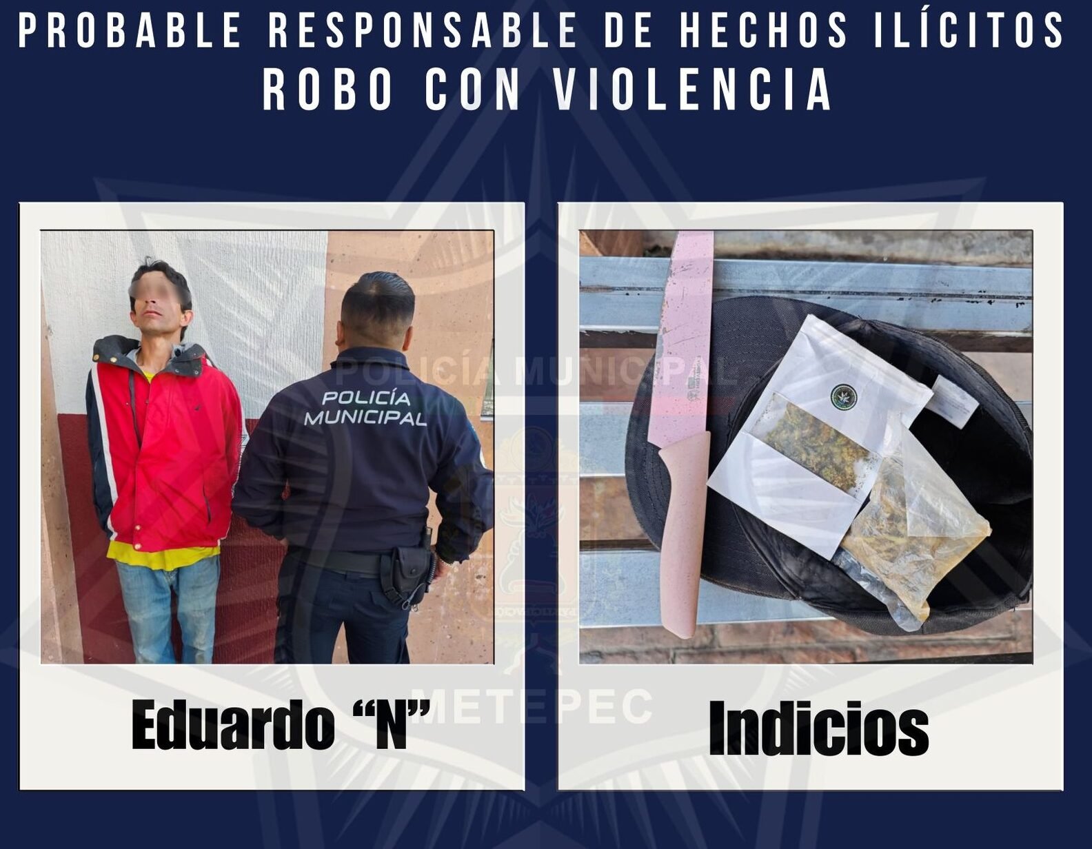 Detienen a presunto implicado en robo con violencia en #Metepec