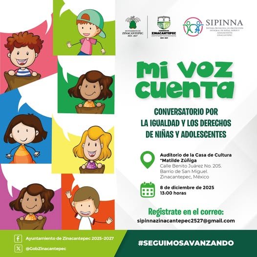 Convocatoria para conversatorio infantil y juvenil Mi voz cuenta en #Zinacantepec