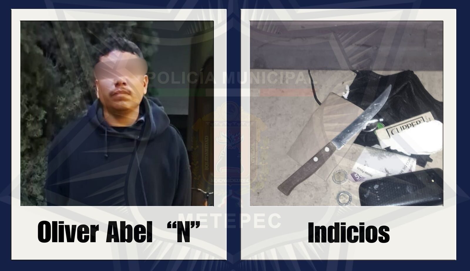 Policía de #Metepec detiene a hombre armado que amenazó a comercios