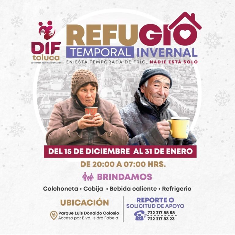 Toluca habilita refugio temporal invernal para personas en situación de calle