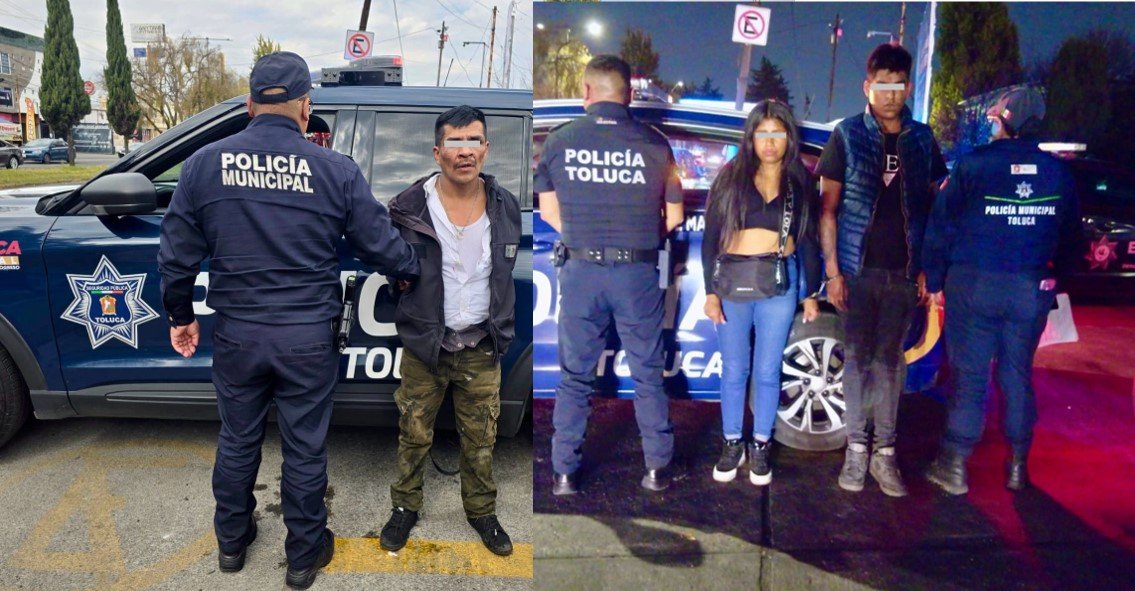 En Toluca, caen presunto extorsionador y dos por robo