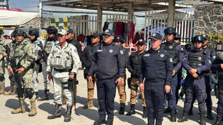 Operativo con policías, militares y Guardia Nacional en Mercado Palmillas de Toluca
