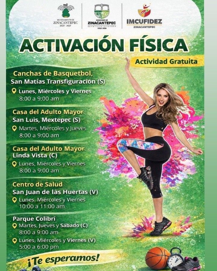 #Zinacantepec impulsa la activación física con sesiones gratuitas en distintos puntos del municipio