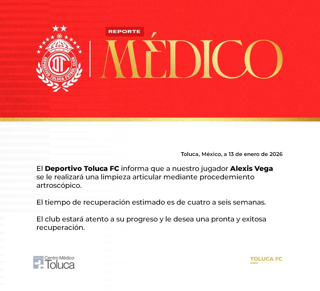 Toluca FC vuelve a casa este miércoles ante a Santos, pero confirman nueva operación a Alexis Vega