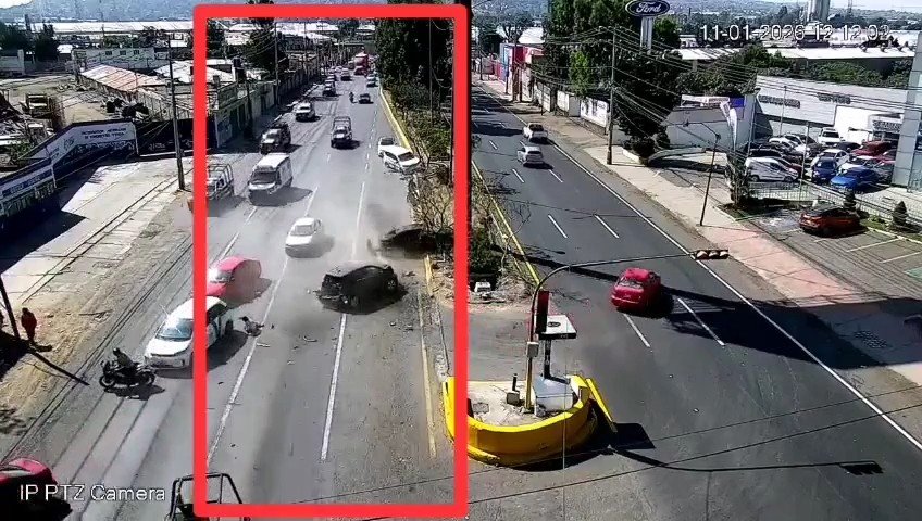 Patrulla estatal arrolla varios vehículos y vendedor ambulante en Texcoco. Video